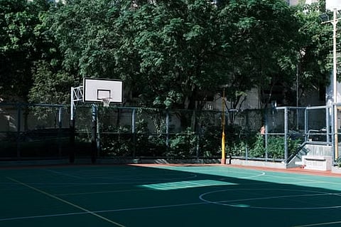 Outdoor basketball court.