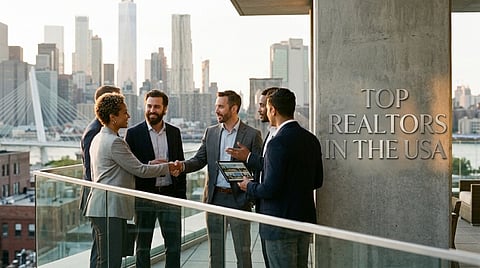 Professionals shaking hands next to "Top Realtors in the USA" text.