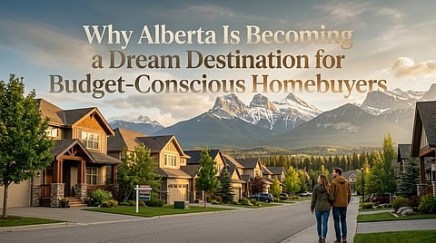 Alberta homebuyers banner with a walking couple.