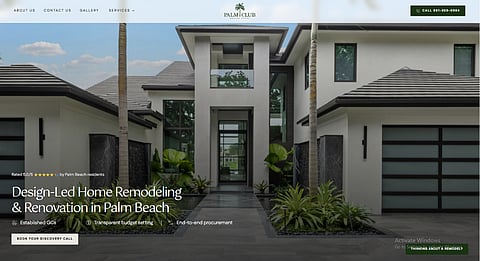 Palm Club Design Group website homepage.