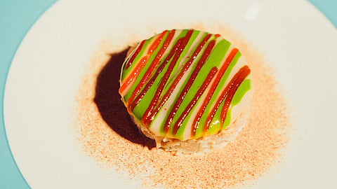 Stone crab plated in the Venetian saor style on the PALME menu