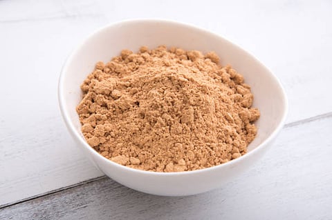Bowl of maca powder.