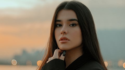 Portrait of a woman at sunset.