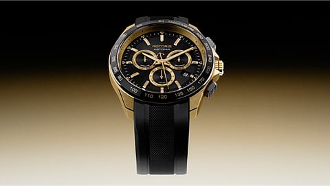 Black and gold chronograph watch.