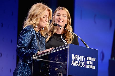 NEW YORK, NY - APRIL 24:  Tessa Benson Tooley (L) and Wendy Benson Landes speak onstage at The International Center of Photography's 33rd Annual Infinity Awards at Pier 60 on April 24, 2017 in New York City.  (Photo by Andrew Toth/Getty Images for ICP)