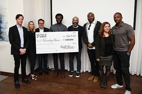NEW YORK, NY - APRIL 18:  Josh Deutsch, Fiona Carter, Len Amato, Faraday Okoro, Jeffrey Wright, Lee Daniels, Frida Torresblanco and Anthony Mackie attend AT&T & Tribeca's celebratory launch of Untold Stories: An Inclusive Film Program at Thalassa on April 18, 2017 in New York City.  (Photo by Ilya S. Savenok/Getty Images for Tribeca Film Festival/AT&T)