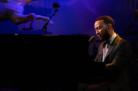 BEVERLY HILLS, CALIFORNIA - OCTOBER 08: John Legend performs onstage during the 2022 Carousel of Hope Ball at The Beverly Hilton on October 08, 2022 in Beverly Hills, California. (Photo by Michael Kovac/Getty Images for Children's Diabetes Foundation)