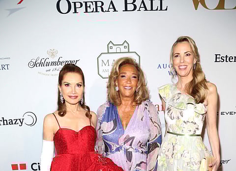 Jean Shafiroff, Denise Rich and Silvia Frieser attend 67th Viennese Opera Ball Benefiting Gabrielle's Angel Foundation at The Plaza on May 12, 2023 in New York.