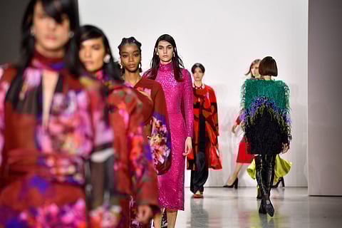 NEW YORK, NEW YORK - FEBRUARY 16: Models walk the runway for Prabal Gurung during New York Fashion Week: The Shows on February 16, 2022 in New York City. (Photo by Noam Galai/Getty Images for NYFW: The Shows)