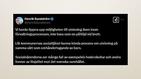 Henrik Sundström (M) öppnar upp för kommunalt initiativ till utvisningar