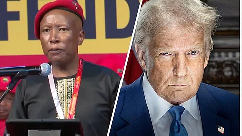 Julius Malema, partiledare för kommunistiska EFF, och Donald Trump, USA:s president