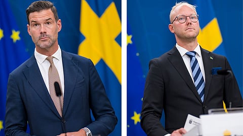 Migrationsminister Johan Forssell (M) och migrationspolitisk talesperson Ludvig Aspling (SD).