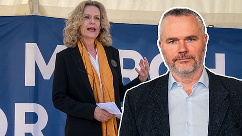 Åsa Wikforss på manifestationen "March for Science" år 2018.