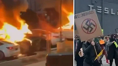 Bränner Tesla-bilar "för demokratin" – "Elon är en nazist"