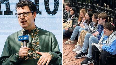 Idag fastkedjade sig palestinaaktivister vid Columbia Universitys grindar