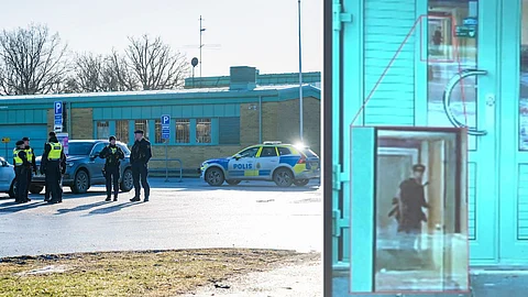 Campus Risbergska till vänster. Mördaren Rickard Andersson till höger.