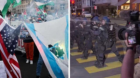 Sammandrabbningar mellan polis och palestinaaktivister under Eurovision