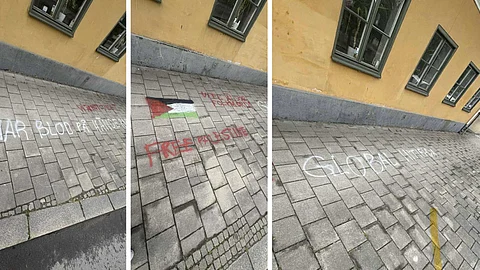 Palestinaaktivistisk vandalism vid Moderaternas hus