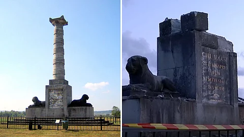 Kvidingemonumentet totalförstört av blixt