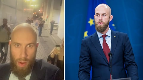 Minister Carl-Oskar Bohlin jagas av Palestinaaktivister