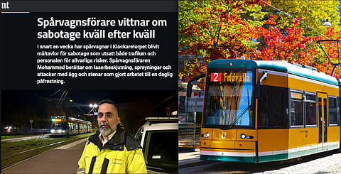 Till vänster, spårvagnsföraren Muhammed som ställde upp på en intervju i Norrköpings Tidning.