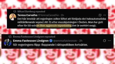 S-toppar rasar när Tidöpartierna skrotar tvångsinlösen av AR-15-vapen