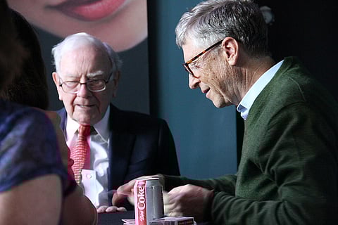 Entreprenörerna och miljardärpolarna Warren Buffett och Bill Gates.