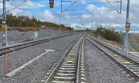 Malmbanan som går mellan Kiruna och nordnorska staden Narvik. Det är den första järnvägsträckan i Sverige där EU:s nya signalsystem införts.