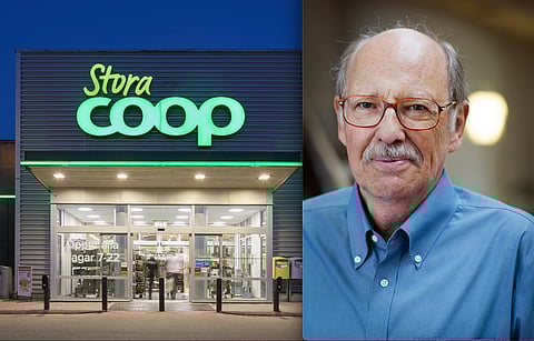 Till vänster – Coops butik i Märsta. Coop är ett av de stora bolag i Sverige som hgar koppling till socialdemokratin. Till höger - professor emeritus Lars Jonung.