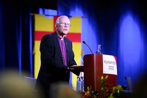 Ärkebiskop Martin Modéus vid Kyrkomötet.