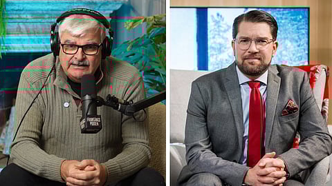 Håkan Juholt, partiledare för Socialdemokraterna 2011-2012, och Jimmie Åkesson, partiledare för Sverigedemokraterna.