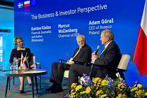 Panelsamtal om Polens näringsliv och om att investera i Polen, på Polens ambassad tidigare i år. Moderator (t.v) är författaren och journalisten Katrine Kielos.