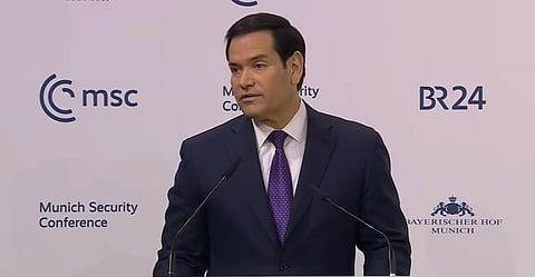 USA:s utrikesminister Mark Rubio höll tal i München.