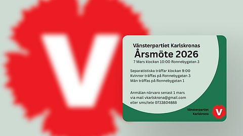 Könsuppdelat inför Vänsterpartiets årsmöte i Karlskrona