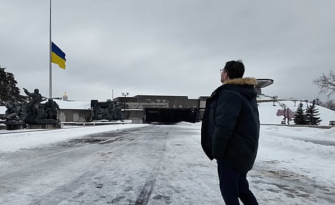 Sverigedemokraternas partiledare Jimmie Åkesson i Ukraina.