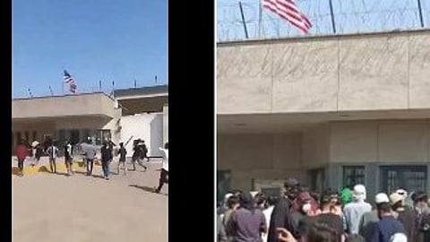 Ayatollahns död orsakade protester i Karachi - våldsamt upplopp utanför USA:s konsulat.