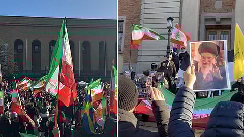 Två demonstrationer för Iran, en mot regimen och en för, ägde rum i Göteborg.