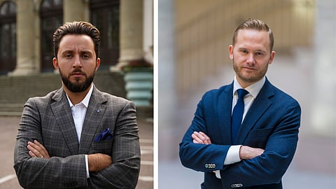 Samuel Stephan (SD), trafikpolitisk talesperson i Region Stockholm & Henrik Vinge (SD), ordförande i riksdagens justitieutskott.