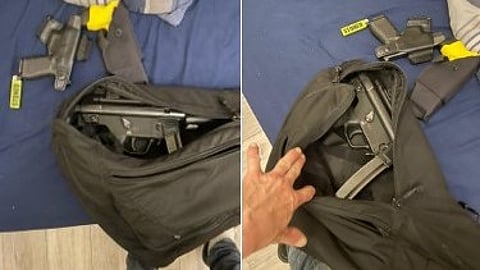 En väska full med vapen upptäcktes utanför Londons borgmästares hem.