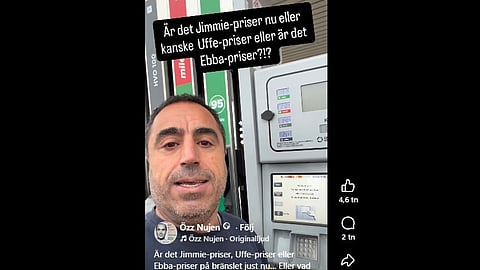 Özz Nujen har spelat in en arg film vid bensinmacken.