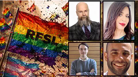 Alexander Bard (L), Hanna Tehrani (SD), Maurits Rannevid (MED) & Mosa Sebdani.