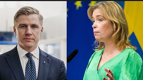 Fredrik Kärrholm (M) och Annika Strandhäll (S)