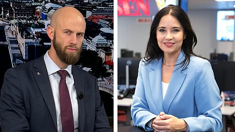 Carl-Oskar Bohlin (M) och Karin Olsson, Expressens biträdande chefredaktör.