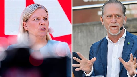Magdalena Andersson (S) och Daniel Helldén (MP)