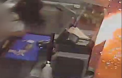 Explosionen i butiken. Foto: Polisen