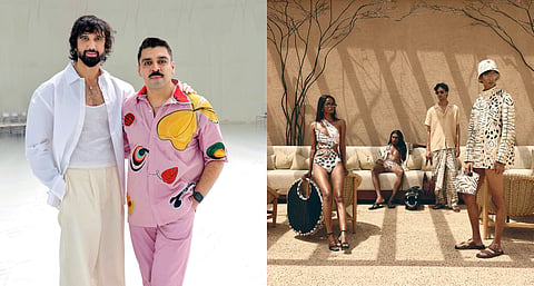 Designers Shivan Bhatiya and Narresh Kukreja alongside their latest safari and resortwear collection.