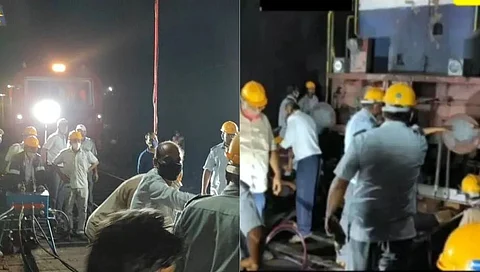 कोकण रेल्वे मार्गावर अपघात: राजधानी एक्सप्रेसच्या इंजिन चाक घसरले