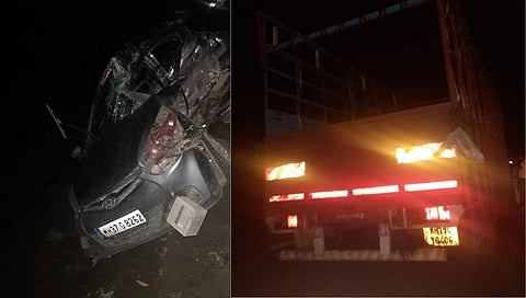 ट्रकच्या भीषण अपघातात कारचा चुराडा ४ मृत्यू