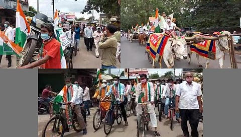 चंद्रपुरमध्ये इंधन दरवाढी विरोधात काँग्रेसचा बैलगाडी मोर्चा !