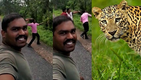 पर्यटनाला गेलेल्या पोलीस कर्मचाऱ्यांचा बिबट्याला दगड मारतानाचा व्हिडीओ व्हायरल